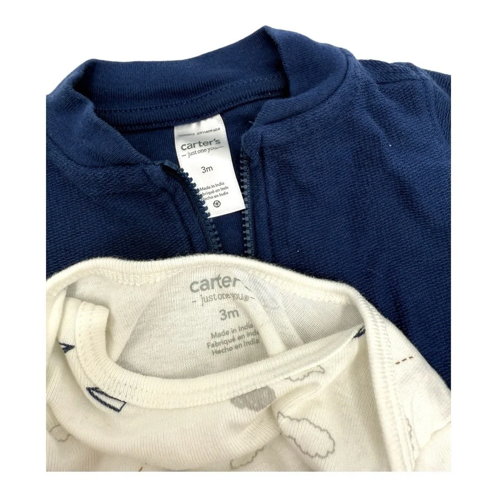 Carter’s Just One You Striped Planes Top and Bottom 3 piece Set Baby Boy